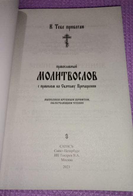 К тебе прибегаю. Молитвослов с правилом ко Святому Причащению Выполнен крупным шрифтом для слабовидящих. (Сатисъ)