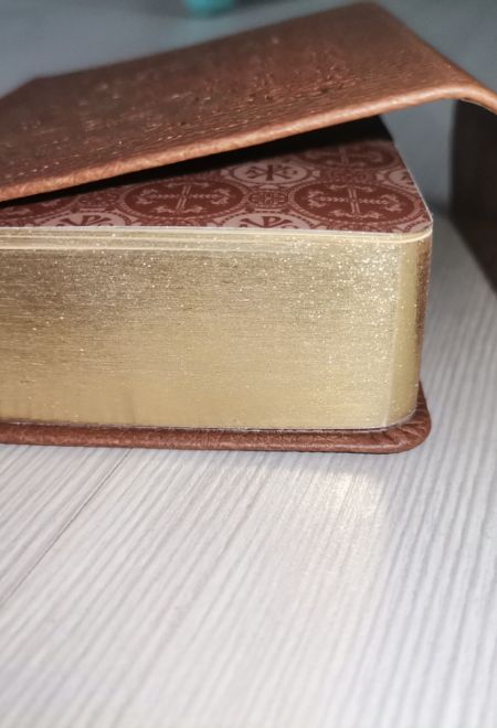 Святое Евангелие карманное в коже с магнитным клапаном, золотой обрез (Синописъ, Терирем)