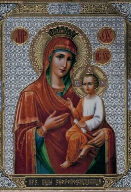 Икона на дереве 13х16 см. Пресвятой Богородицы Скоропослушница