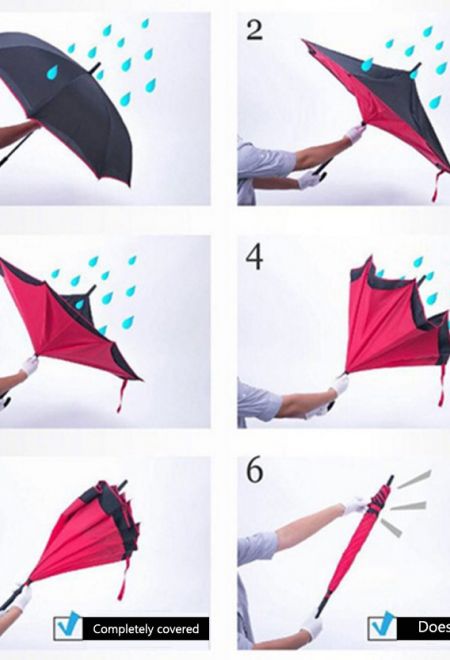 Умный двухслойный зонт (зонт наоборот, сухой зонт) TQ7